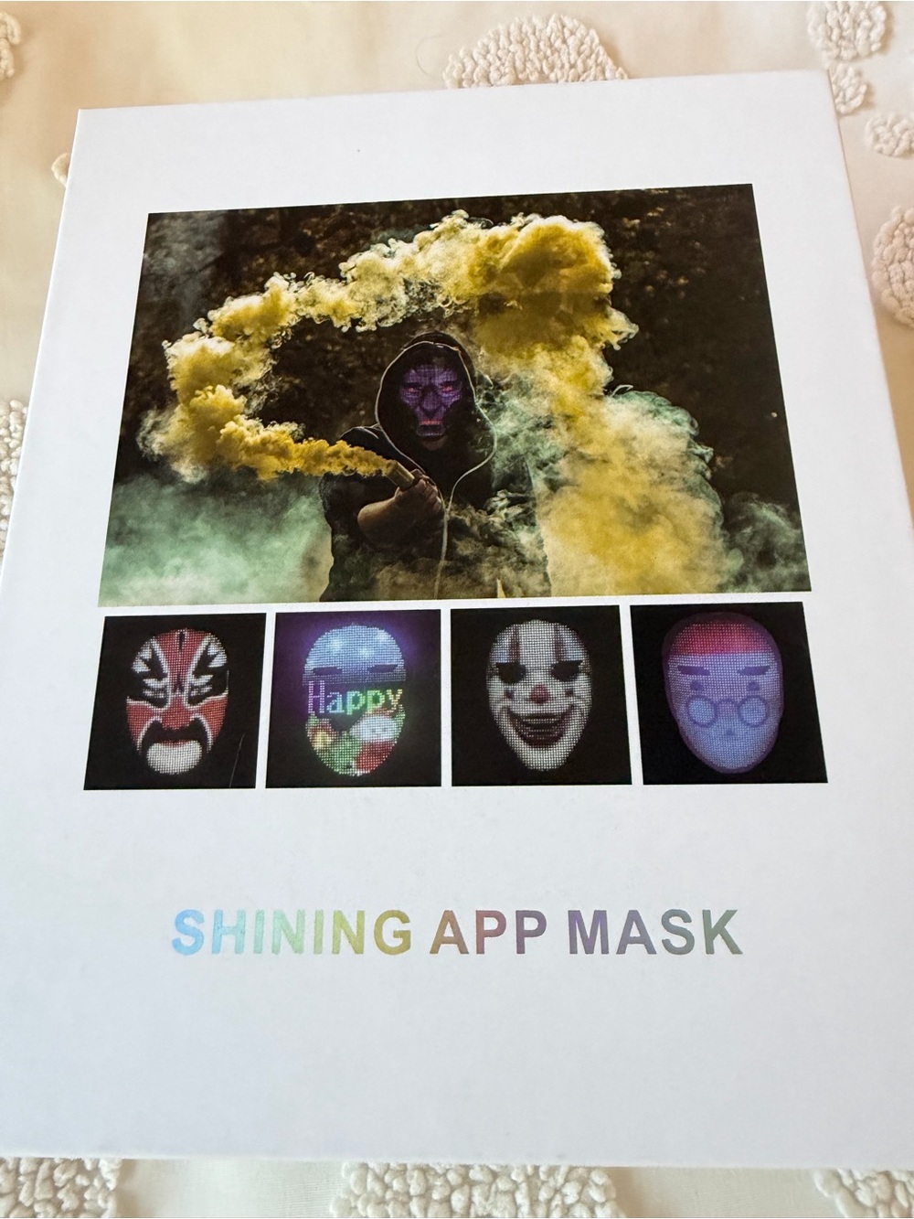 SHINING APP MASK LED Light-Up Face Mask - White